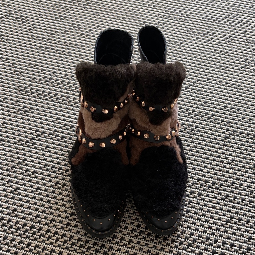 Ivy Kirzhner Antarctic Black and Brown Studded Ankle Booties
